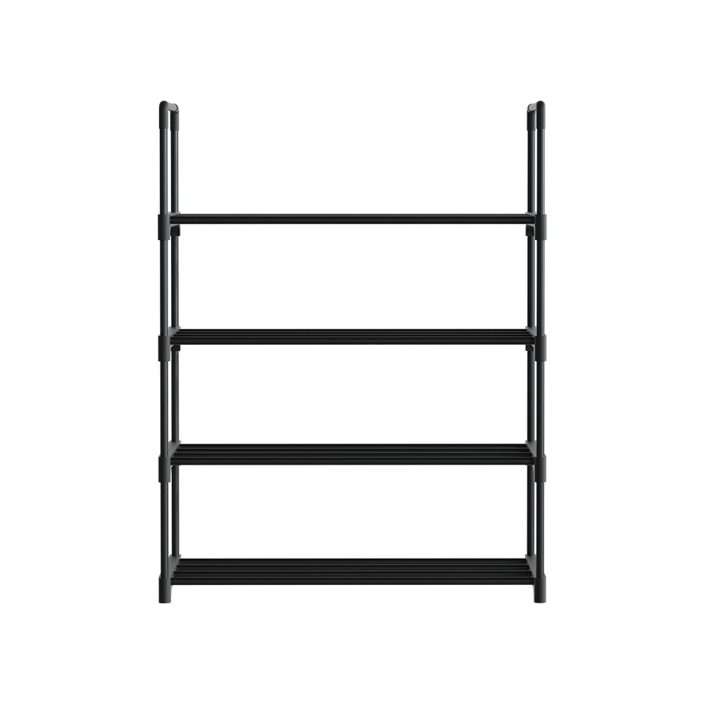 Artiss Shoe Rack Cabinet Stackable 4-tier 12 Pairs Black - ShopFrenzy