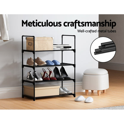 Artiss Shoe Rack Cabinet Stackable 4-tier 12 Pairs Black - ShopFrenzy