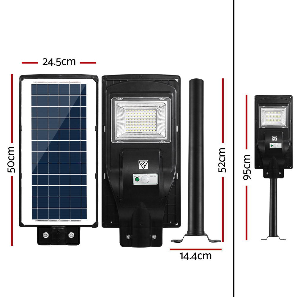 Leier 80 LED Solar Street Light 90W Flood Motion Sensor Remote Outdoor Wall Lamp - ShopFrenzy