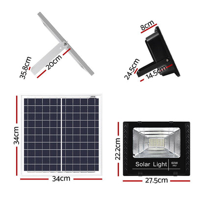 Leier 80 LED Solar Street Light 60W Flood Motion Sensor Remote Outdoor Wall Lamp - ShopFrenzy
