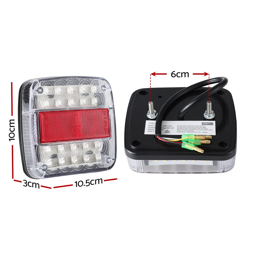 Giantz Pair 26 LED Tail Lights Stop Reverse Indicator 12V Ute Trailer Truck - ShopFrenzy