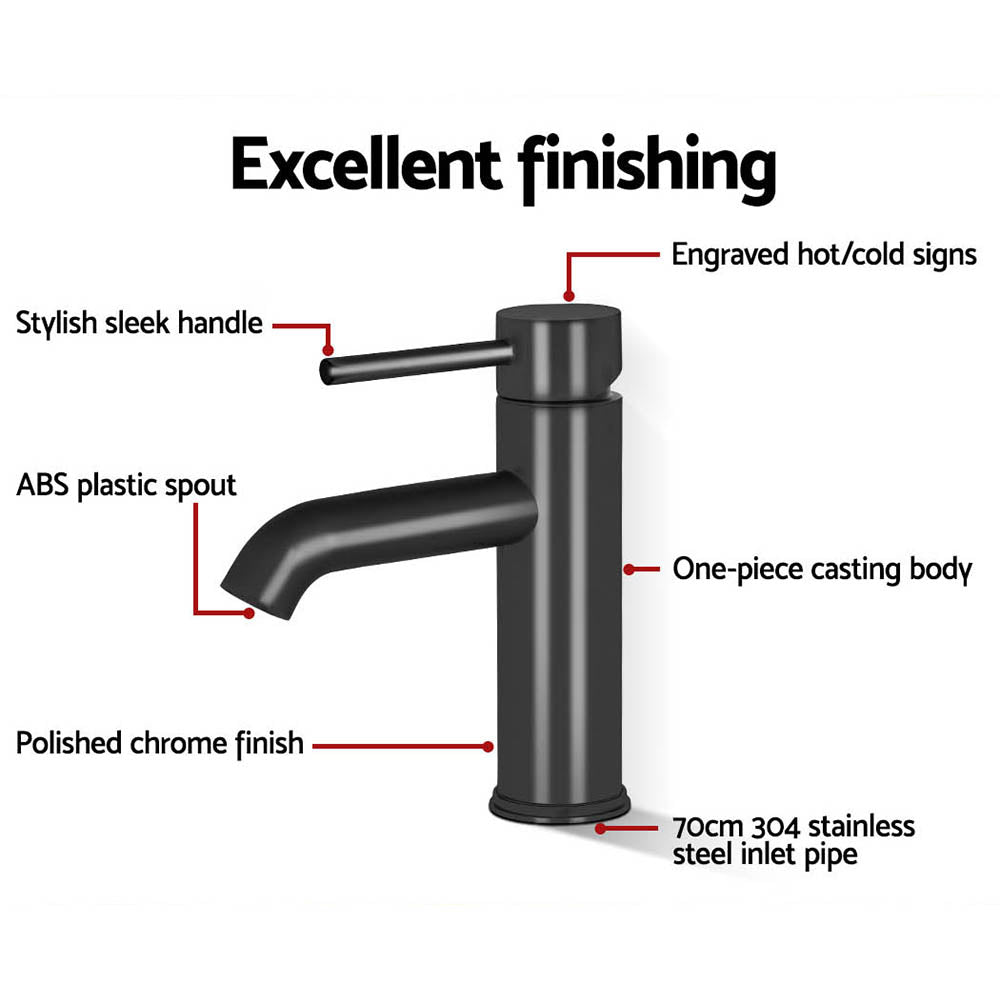 Cefito Bathroom Basin Mixer Tap Round Brass Faucet Vanity Laundry Black - ShopFrenzy