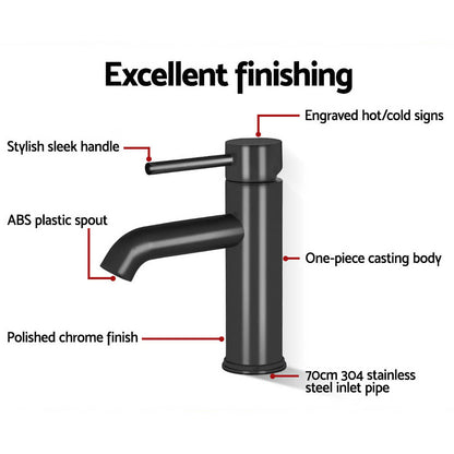 Cefito Bathroom Basin Mixer Tap Round Brass Faucet Vanity Laundry Black - ShopFrenzy