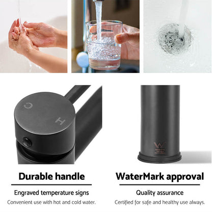 Cefito Bathroom Basin Mixer Tap Round Brass Faucet Vanity Laundry Black - ShopFrenzy