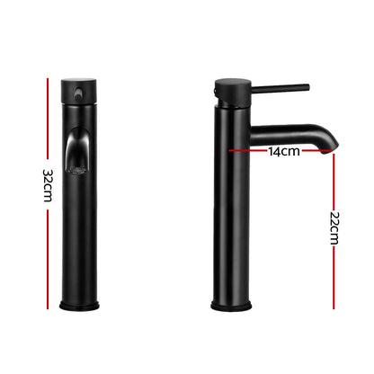 Cefito Bathroom Basin Mixer Tap Round Tall Faucet Vanity Laundry Black - ShopFrenzy