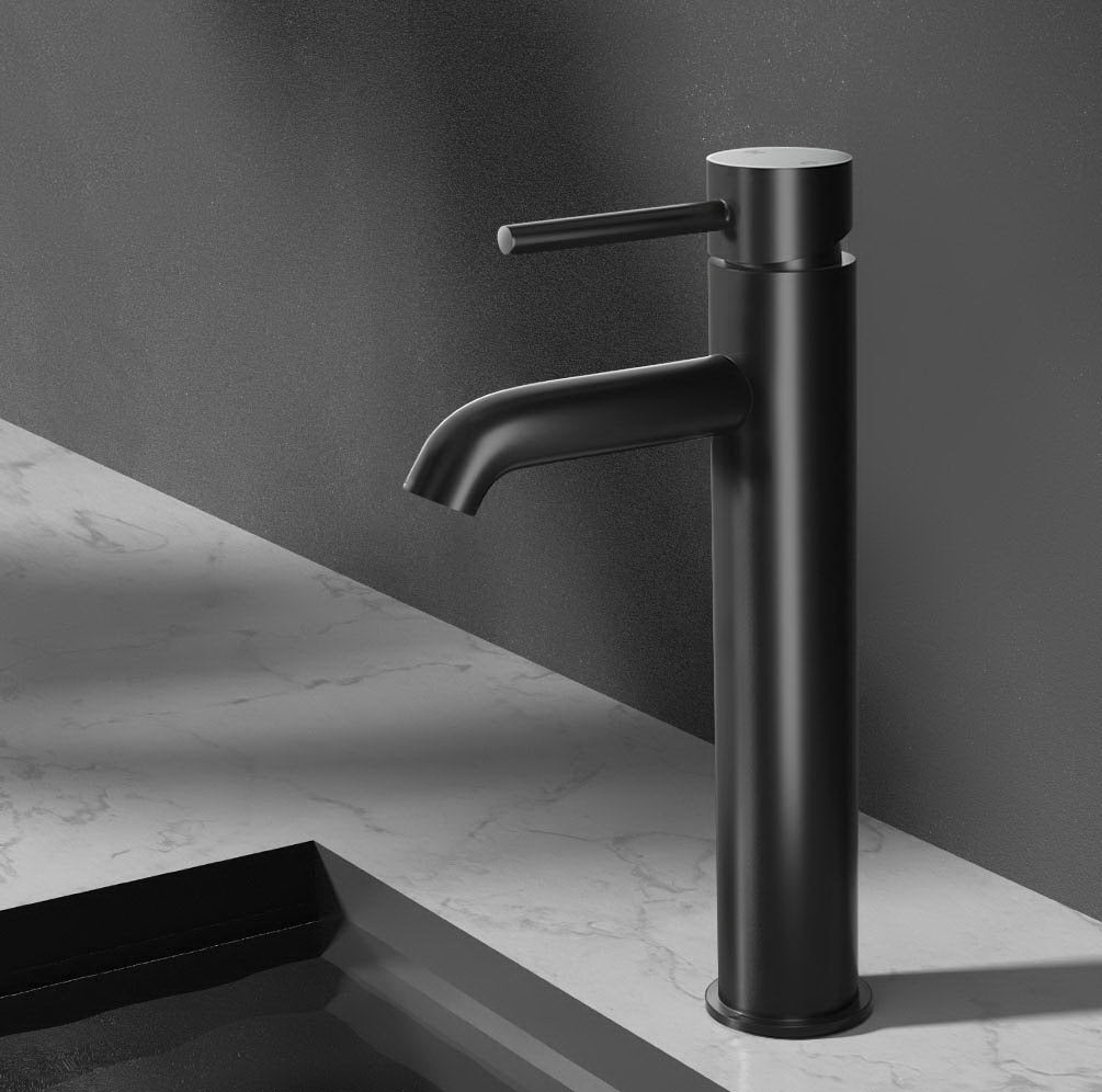 Cefito Bathroom Basin Mixer Tap Round Tall Faucet Vanity Laundry Black - ShopFrenzy