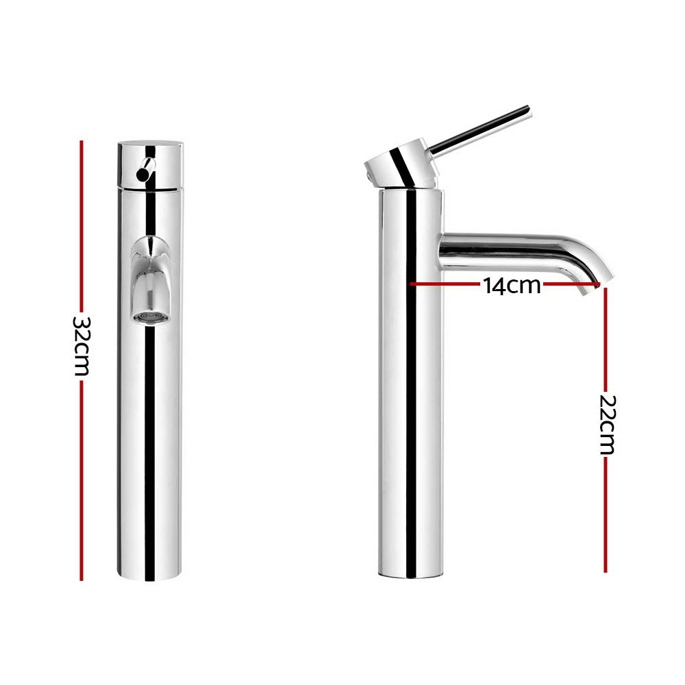 Cefito Bathroom Basin Mixer Tap Round Tall Faucet Vanity Laundry Chrome - ShopFrenzy
