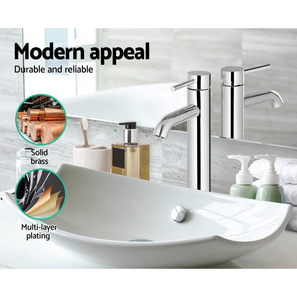Cefito Bathroom Basin Mixer Tap Round Tall Faucet Vanity Laundry Chrome - ShopFrenzy
