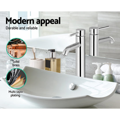 Cefito Bathroom Basin Mixer Tap Round Tall Faucet Vanity Laundry Chrome - ShopFrenzy