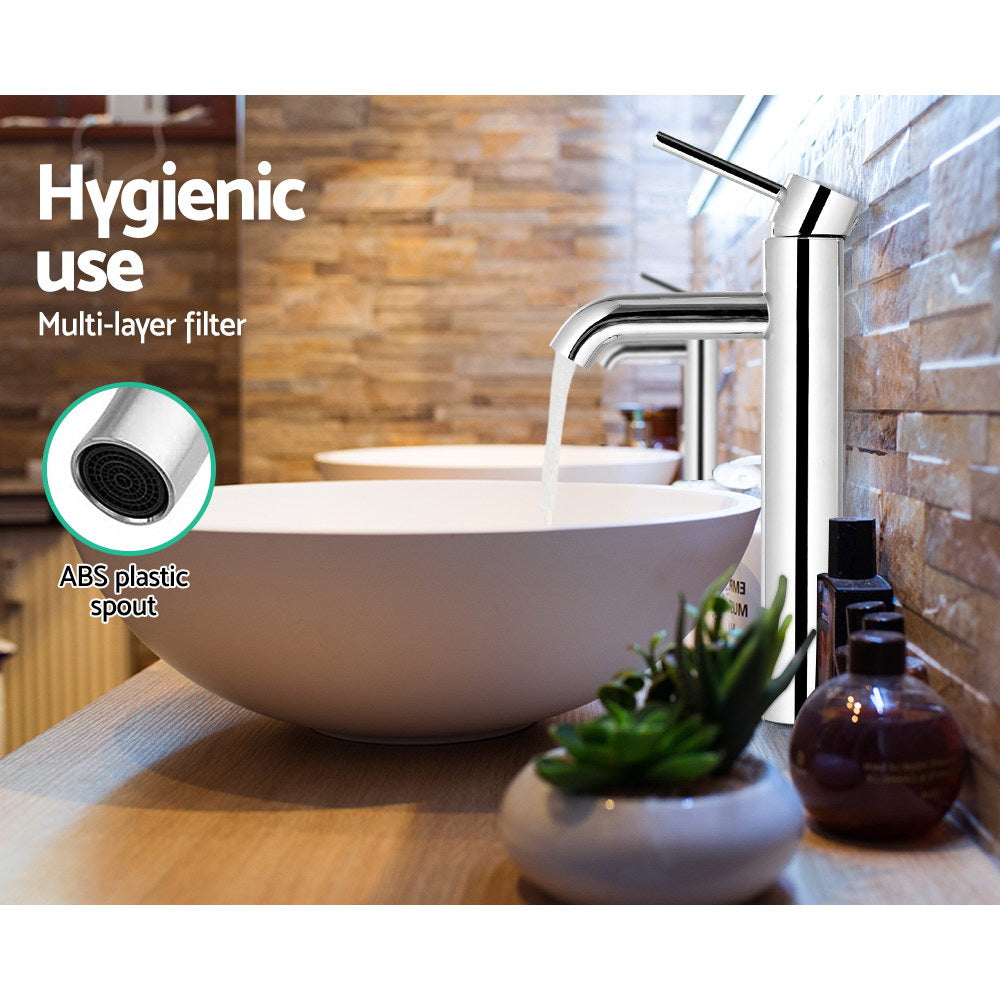 Cefito Bathroom Basin Mixer Tap Round Tall Faucet Vanity Laundry Chrome - ShopFrenzy
