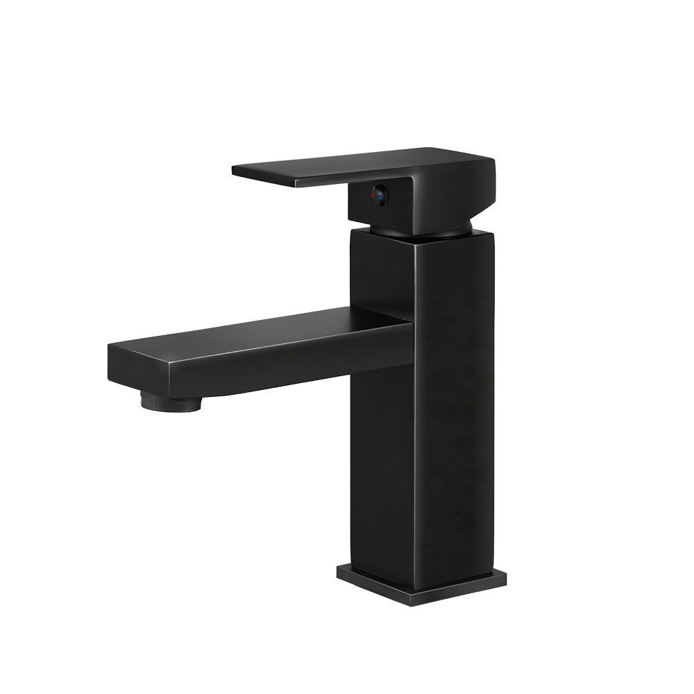 Cefito Bathroom Basin Mixer Tap Square Faucet Vanity Laundry Black - ShopFrenzy