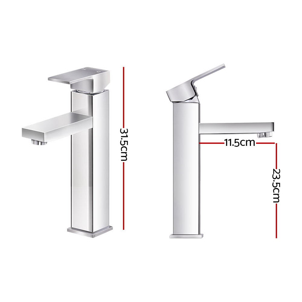 Cefito Bathroom Basin Mixer Tap Square Tall Faucet Vanity Laundry Chrome - ShopFrenzy