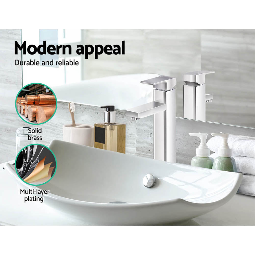 Cefito Bathroom Basin Mixer Tap Square Tall Faucet Vanity Laundry Chrome - ShopFrenzy