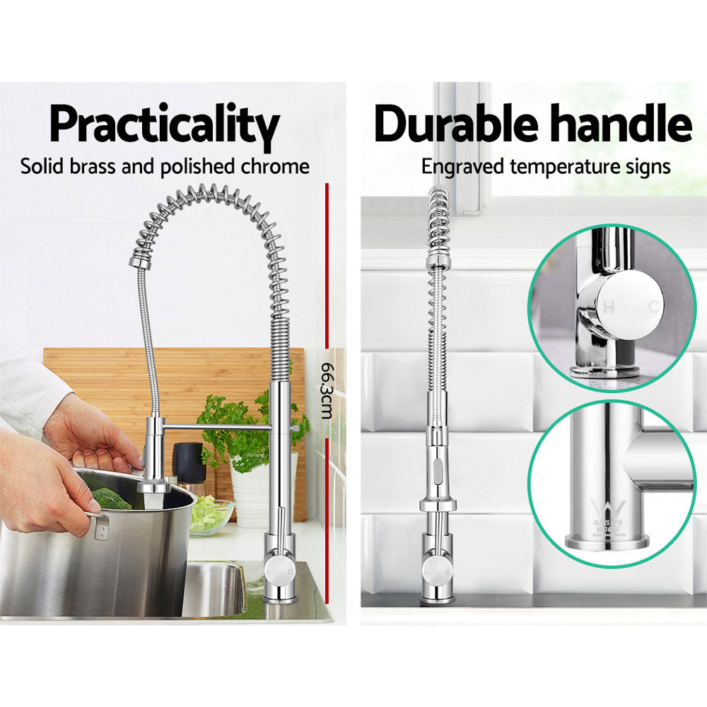 Cefito Kitchen Mixer Tap Pull Down 2 Modes Sink Faucet Basin Laundry Chrome - ShopFrenzy