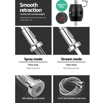 Cefito Kitchen Mixer Tap Pull Down 2 Modes Sink Faucet Basin Laundry Chrome - ShopFrenzy