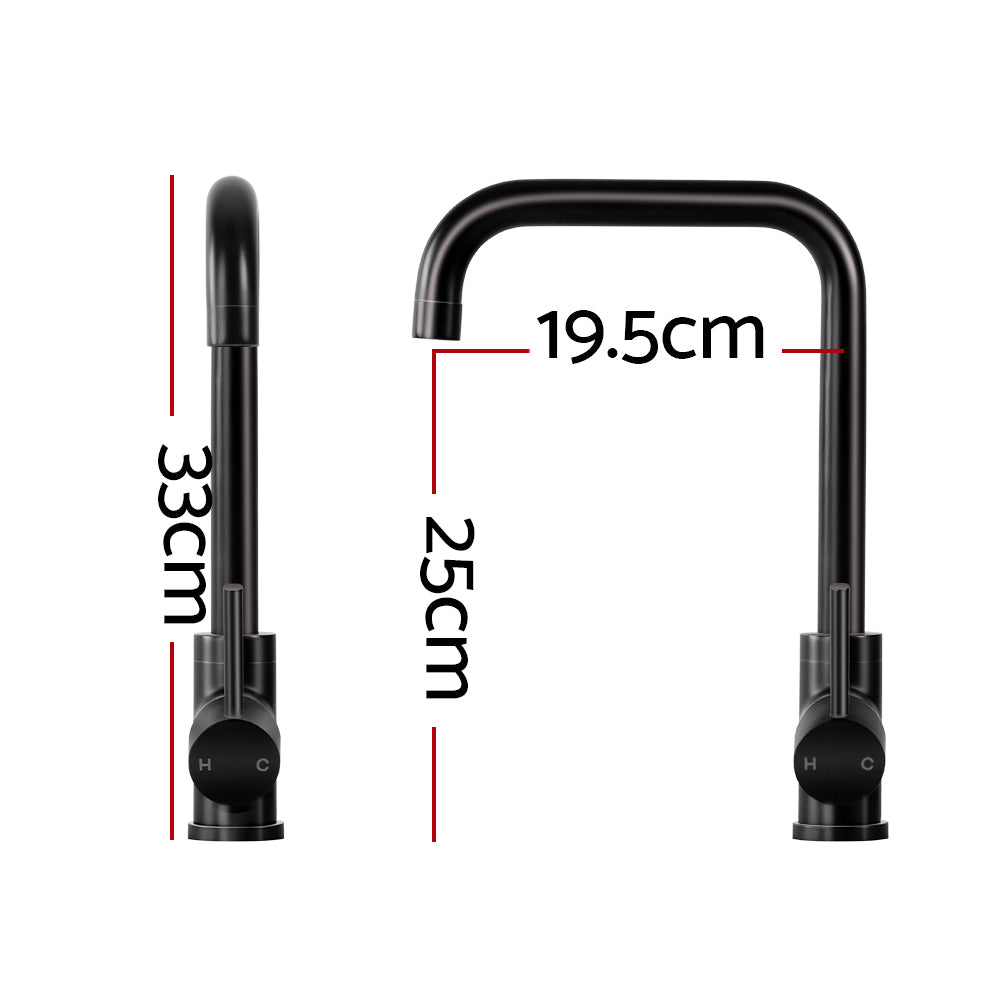 Cefito Kitchen Mixer Tap Mixer Rectangle Sink Faucet Basin Laundry Black - ShopFrenzy
