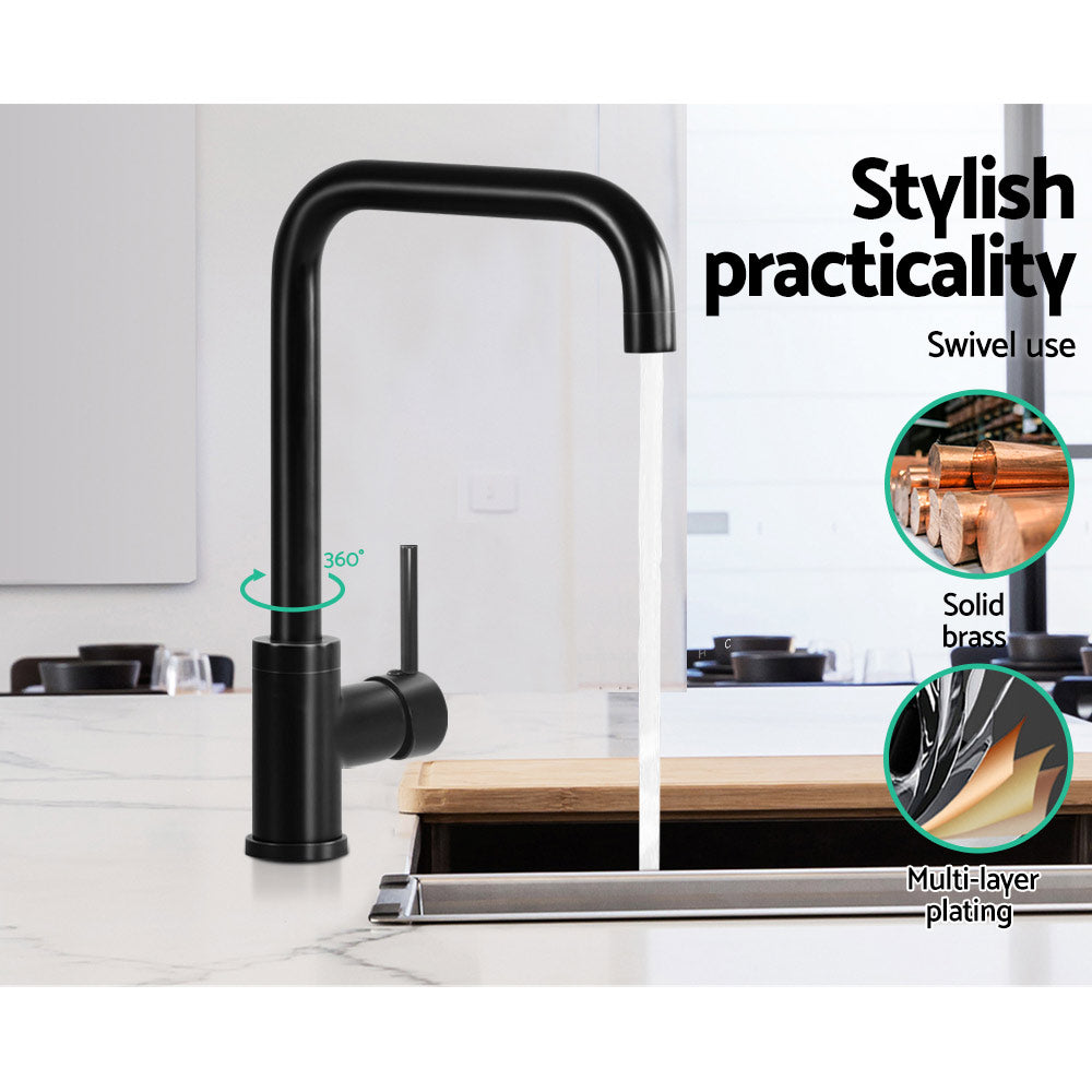 Cefito Kitchen Mixer Tap Mixer Rectangle Sink Faucet Basin Laundry Black - ShopFrenzy