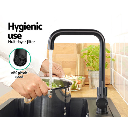 Cefito Kitchen Mixer Tap Mixer Rectangle Sink Faucet Basin Laundry Black - ShopFrenzy