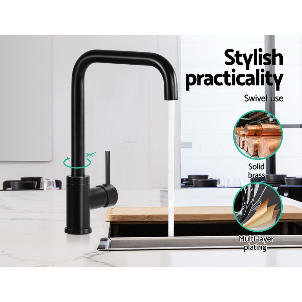 Cefito Kitchen Mixer Tap Mixer Rectangle Sink Faucet Basin Laundry Black - ShopFrenzy