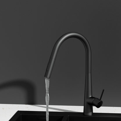 Kitchen Mixer Tap Pull Out Round 2 Mode Sink Basin Faucet Swivel WELS Black - ShopFrenzy