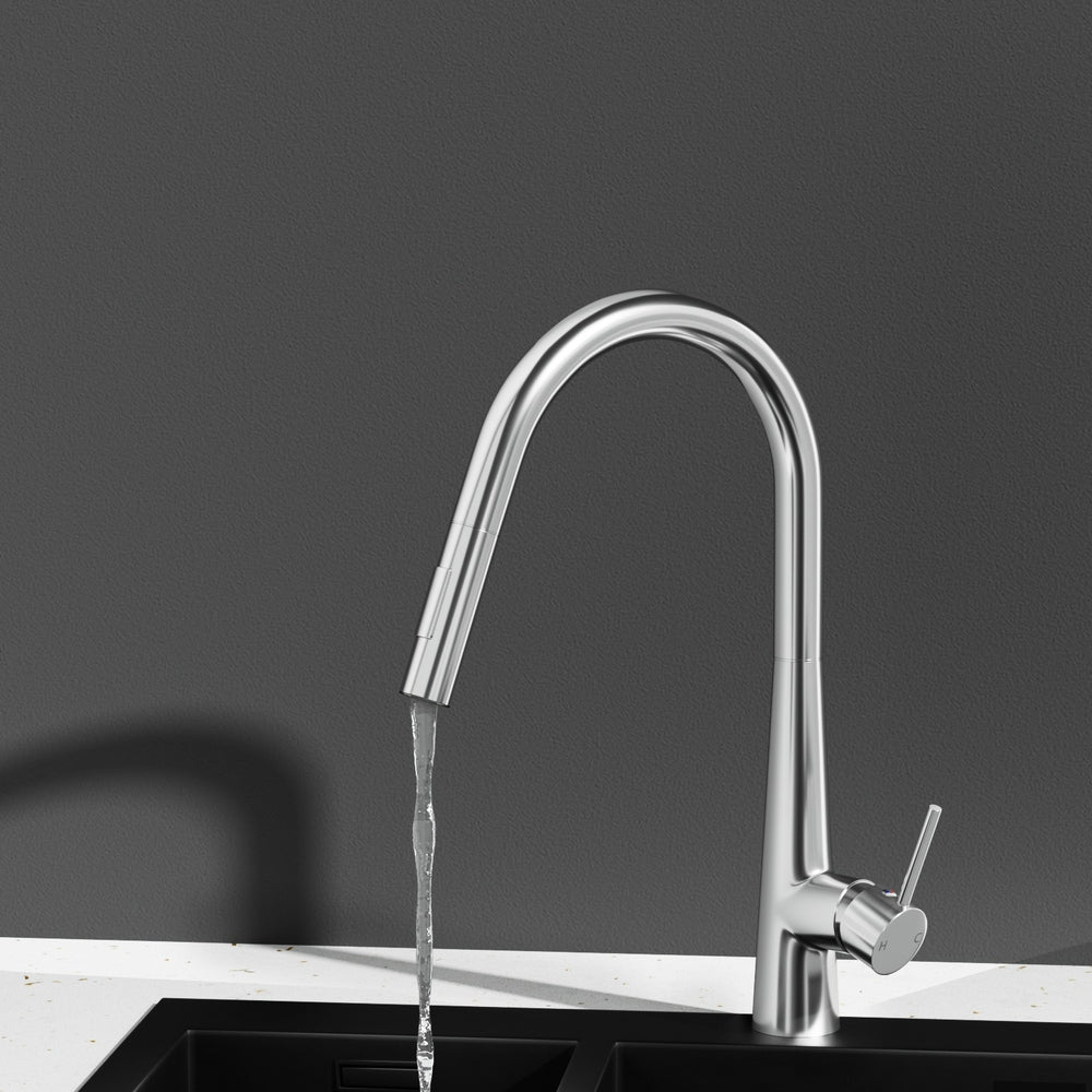 Kitchen Mixer Tap Pull Out Round 2 Mode Sink Basin Faucet Swivel WELS Chrome - ShopFrenzy