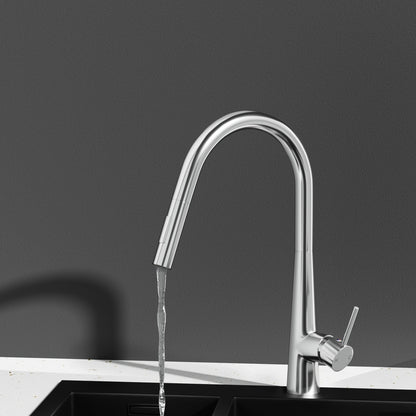 Kitchen Mixer Tap Pull Out Round 2 Mode Sink Basin Faucet Swivel WELS Chrome - ShopFrenzy