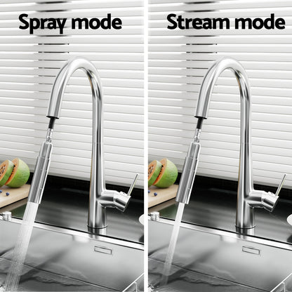 Kitchen Mixer Tap Pull Out Round 2 Mode Sink Basin Faucet Swivel WELS Chrome - ShopFrenzy