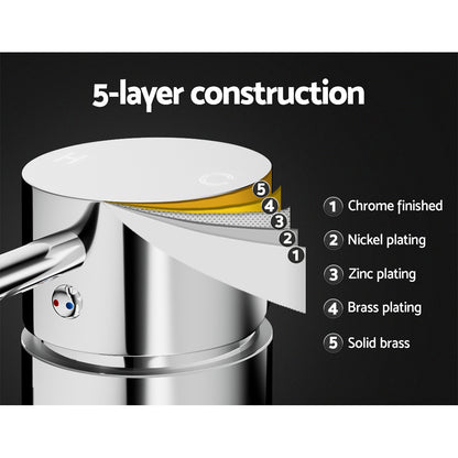 Cefito Basin Mixer Wall Tap Round Brass Faucet Shower Bathtub Chrome - ShopFrenzy