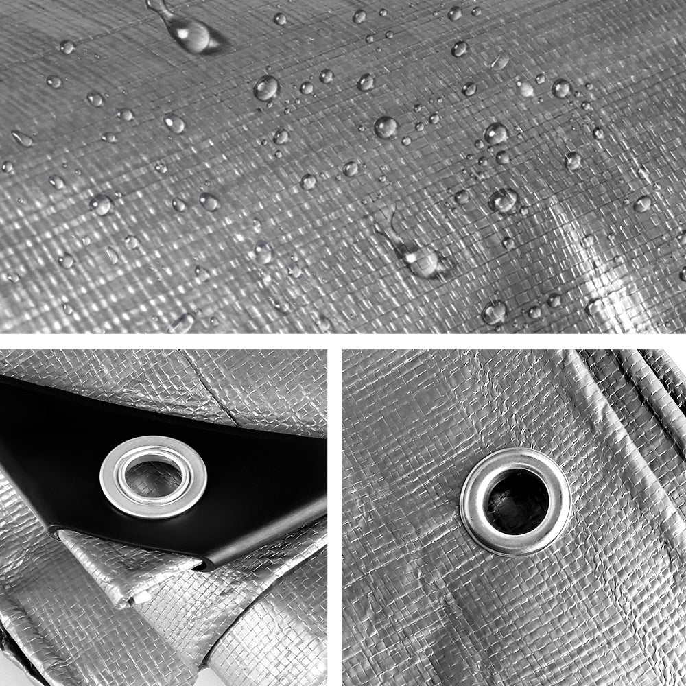 Instahut Tarp Tarpaulin 3.6x7.3m Canvas Camping Heavy Duty Sun Cover - ShopFrenzy