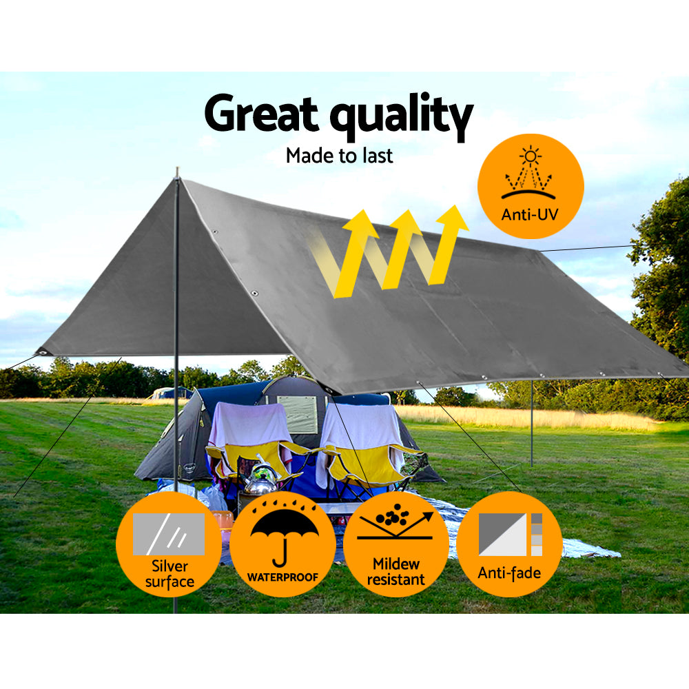 Instahut Tarp Tarpaulin 3.6x7.3m Canvas Camping Heavy Duty Sun Cover - ShopFrenzy