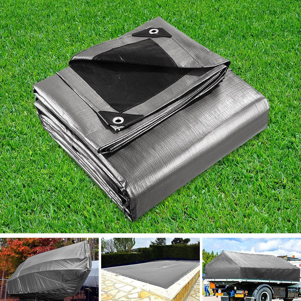 Instahut Tarp Tarpaulin 3.6x7.3m Canvas Camping Heavy Duty Sun Cover - ShopFrenzy