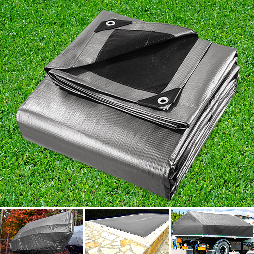 Instahut Tarp Tarpaulin 3.6x7.3m Canvas Camping Heavy Duty Sun Cover - ShopFrenzy