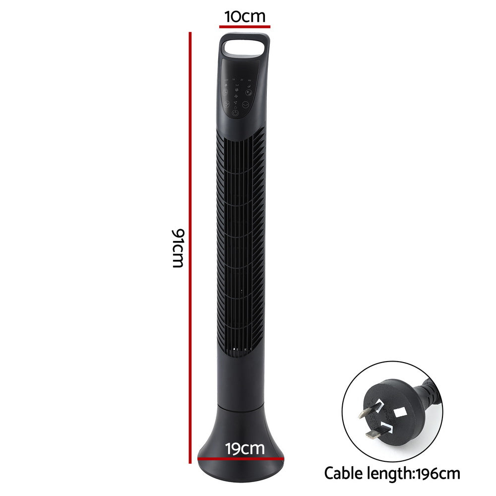 Devanti Tower Fan Oscillating 3 Speeds with Remote 91cm - ShopFrenzy