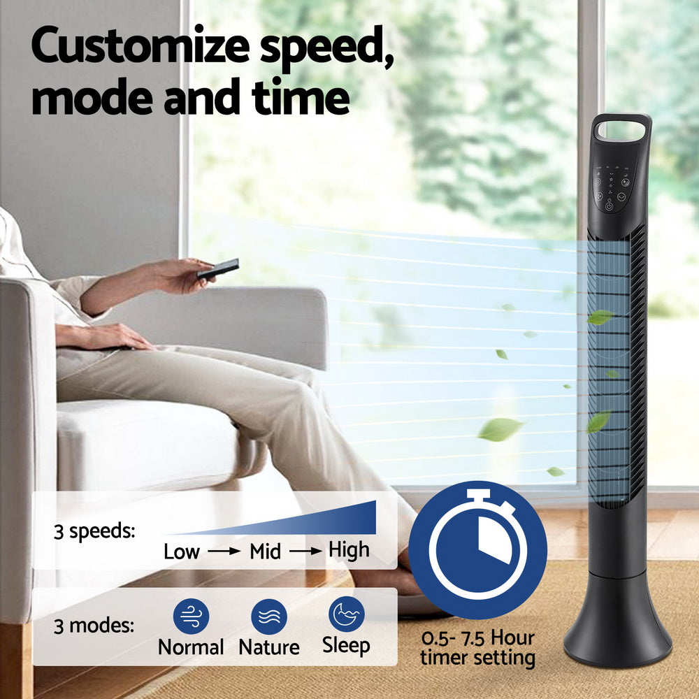 Devanti Tower Fan Oscillating 3 Speeds with Remote 91cm - ShopFrenzy
