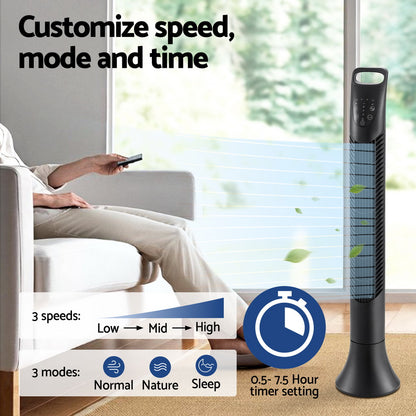 Devanti Tower Fan Oscillating 3 Speeds with Remote 91cm - ShopFrenzy