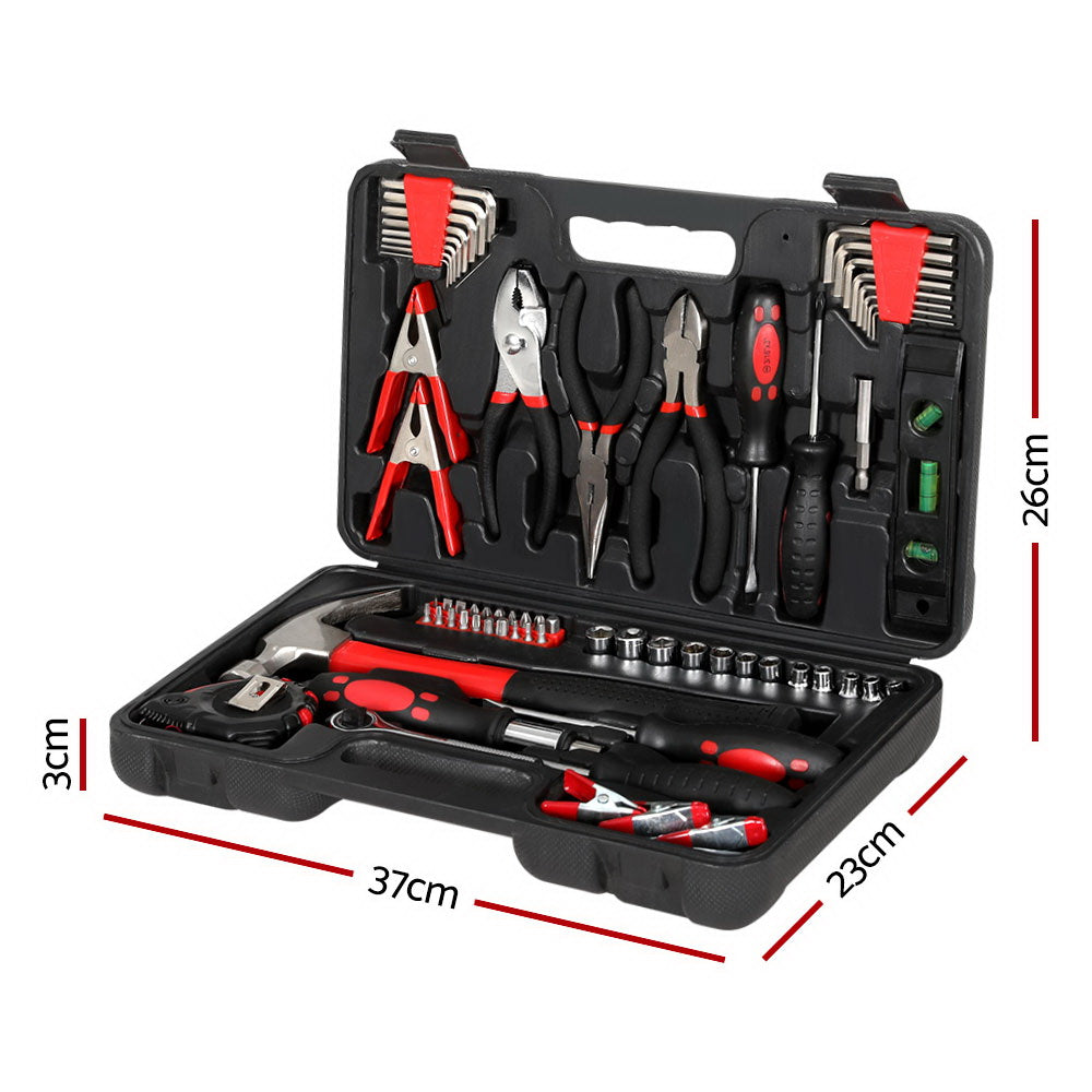 Giantz 70pcs Tool Kit Set Box Household Toolbox Repair Hard Case Black - ShopFrenzy