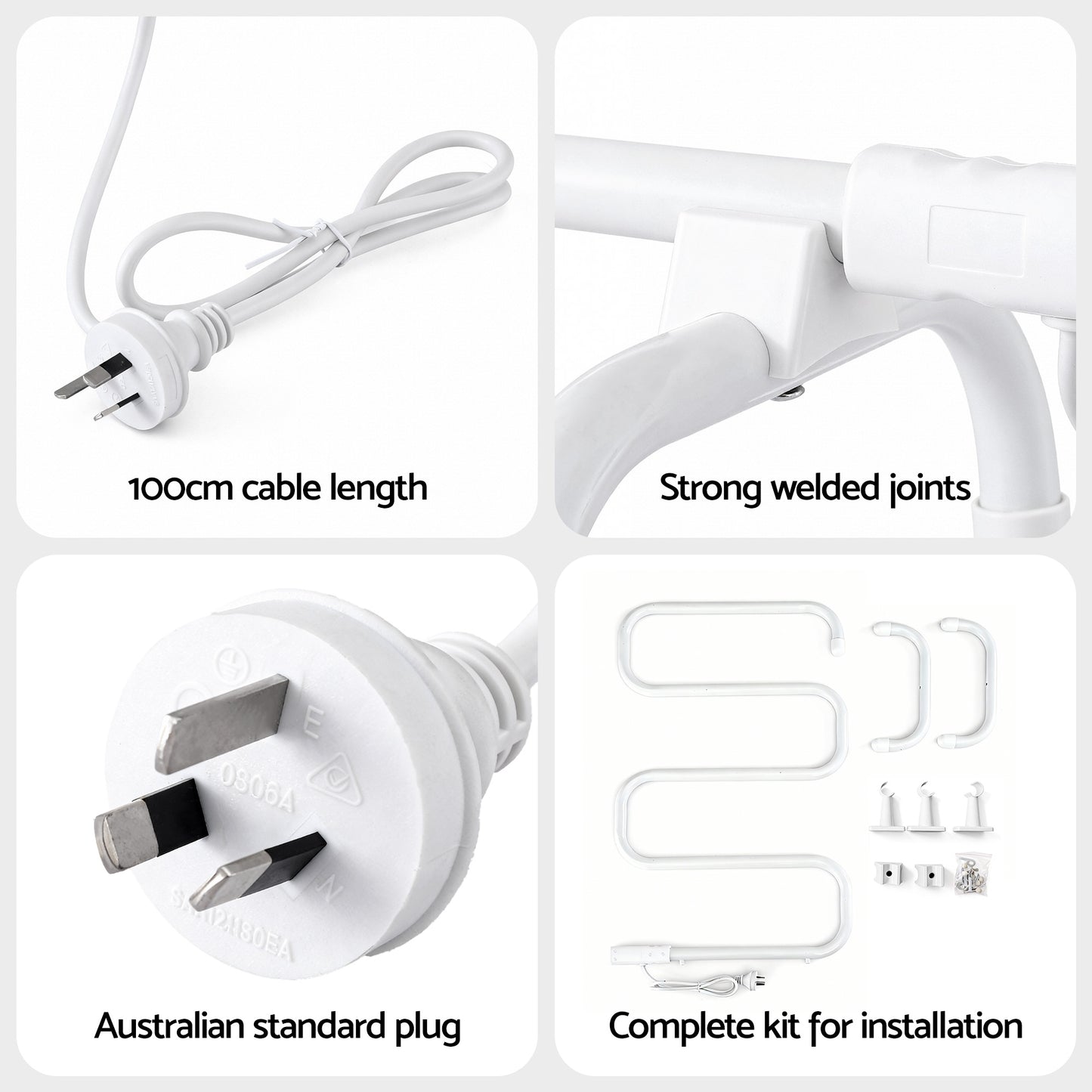 Devanti Heated Towel Rail Freestanding Wall Mounted S-Shape Electric Warmer Rack