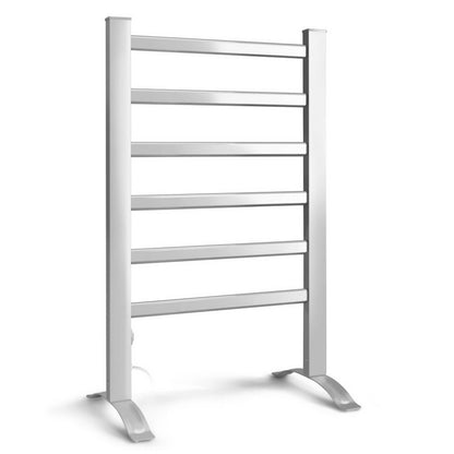 Devanti Electric Heated Towel Rail Rack 6 Bars Freestanding Clothes Dry Warmer - ShopFrenzy