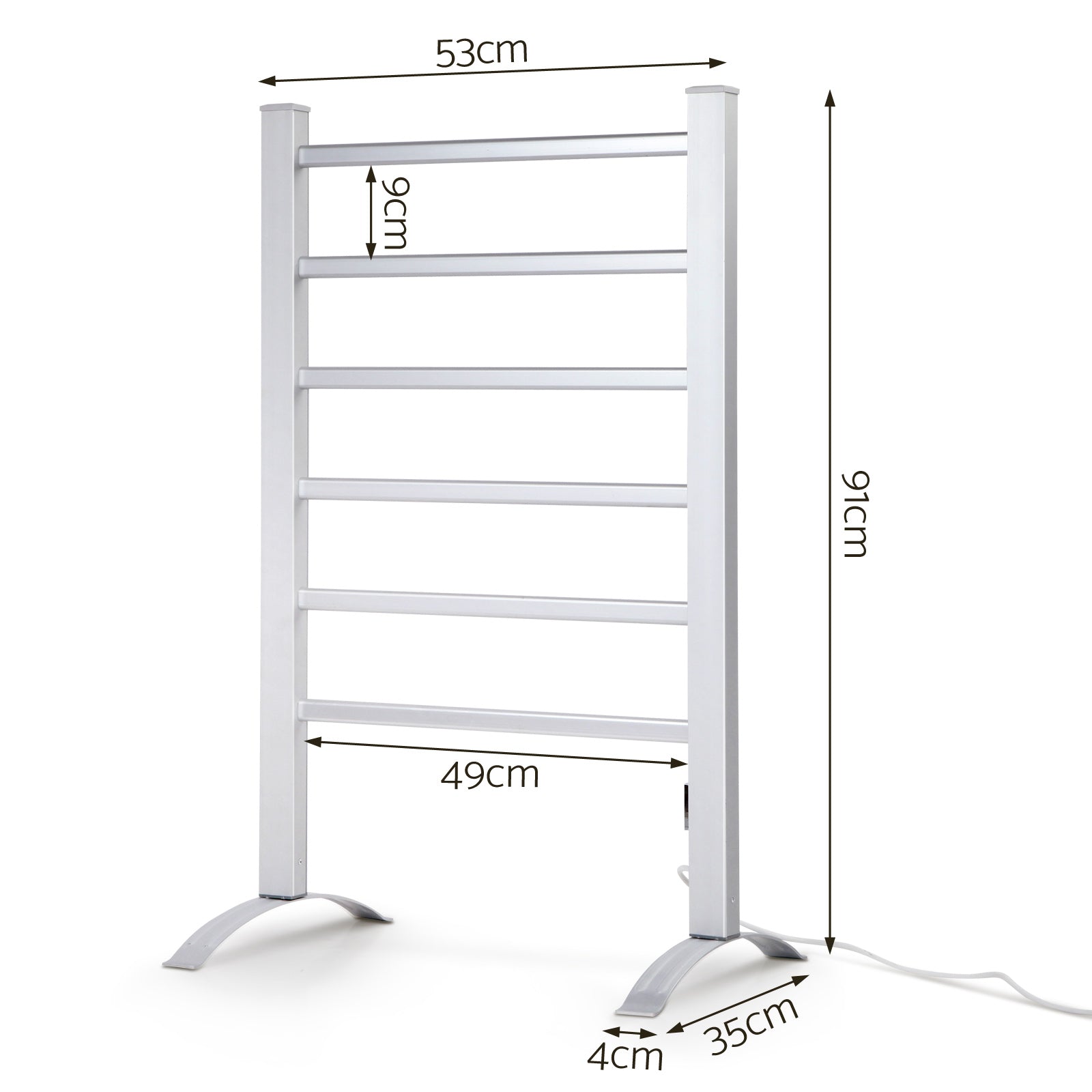 Devanti Electric Heated Towel Rail Rack 6 Bars Freestanding Clothes Dry Warmer - ShopFrenzy
