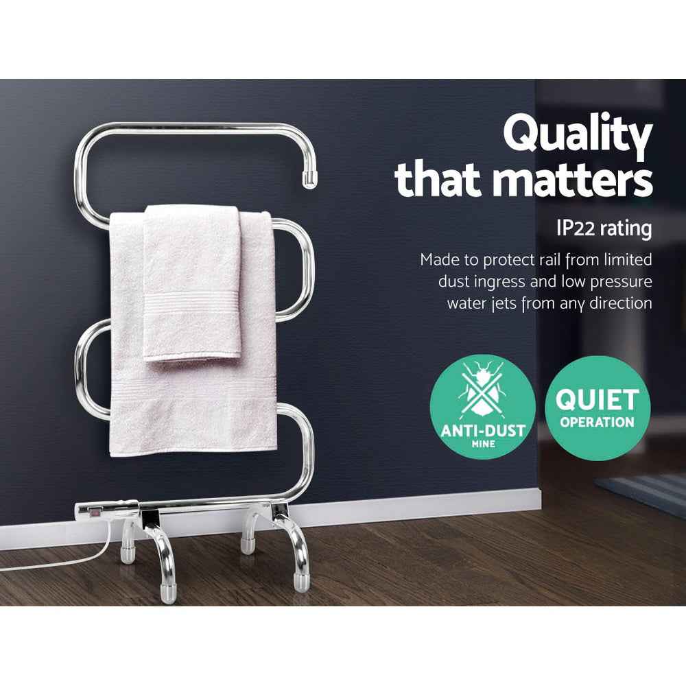 Devanti Electric Heated Towel Rail Rack 5 Bars Freestanding Clothes Dry Warmer - ShopFrenzy