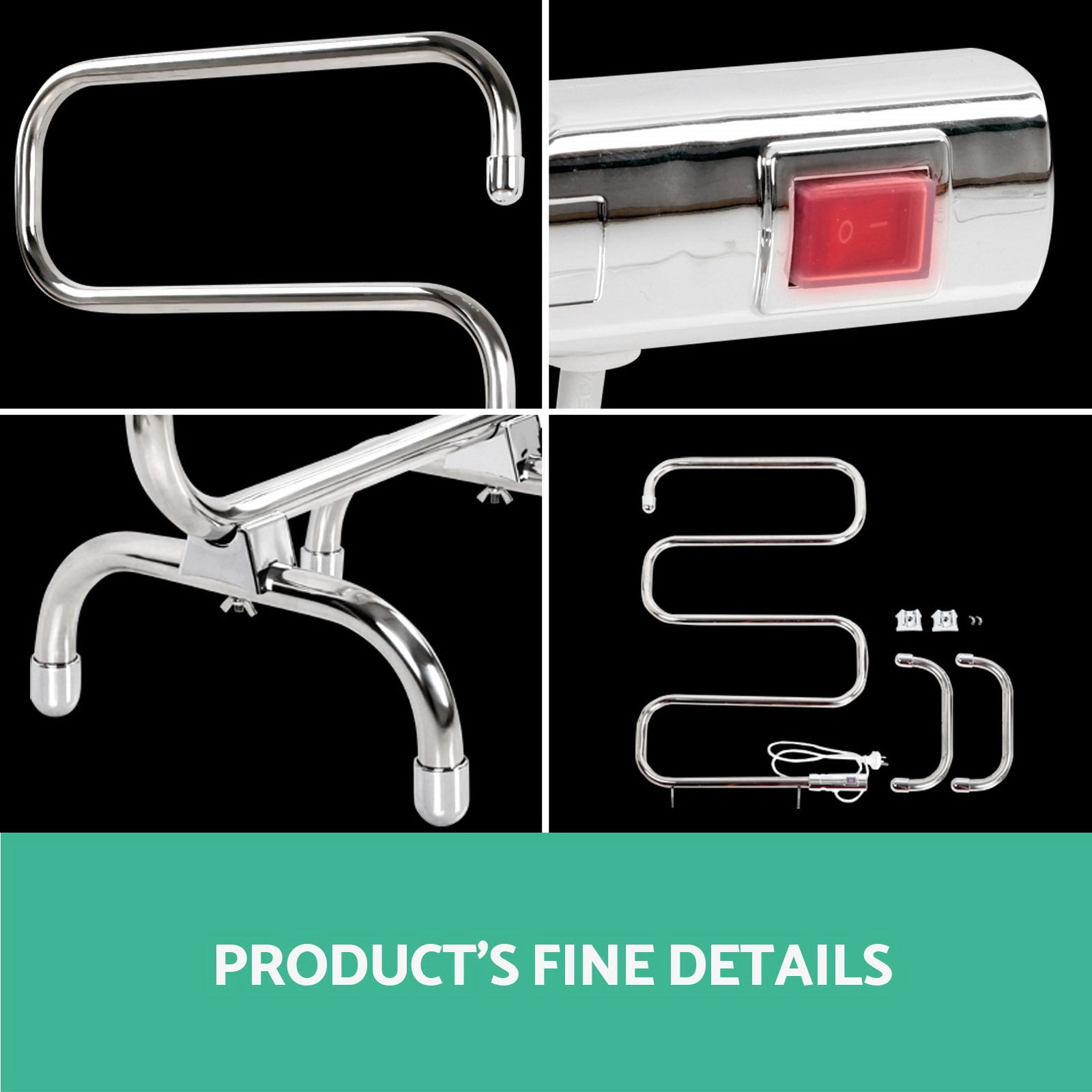 Devanti Electric Heated Towel Rail Rack 5 Bars Freestanding Clothes Dry Warmer - ShopFrenzy