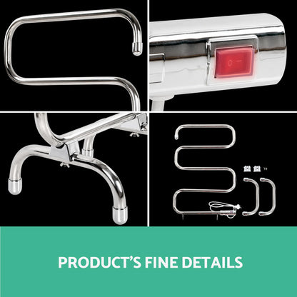 Devanti Electric Heated Towel Rail Rack 5 Bars Freestanding Clothes Dry Warmer - ShopFrenzy