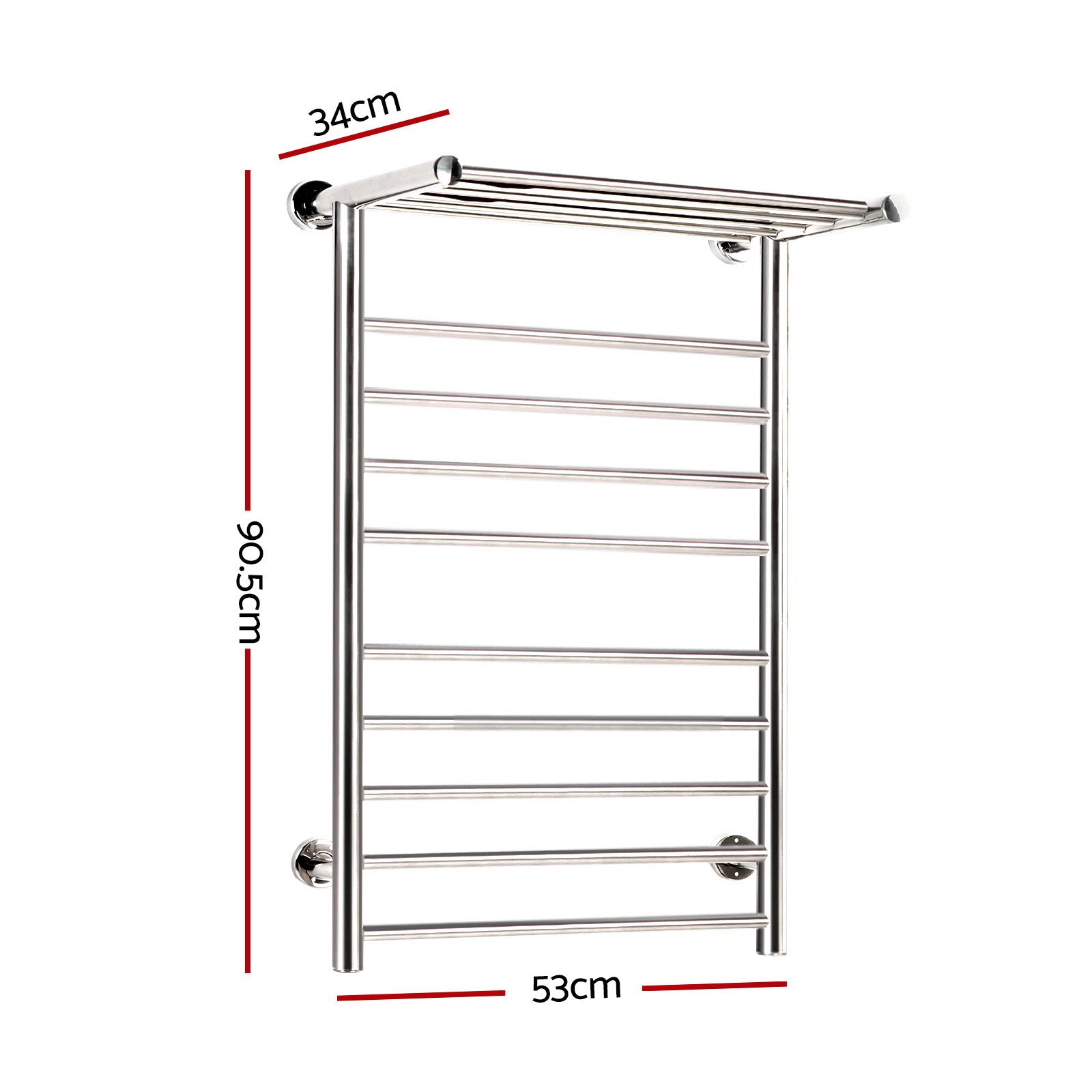 Devanti Electric Heated Towel Rail Rack 14 Bars Wall Mounted Clothes Dry Warmer - ShopFrenzy