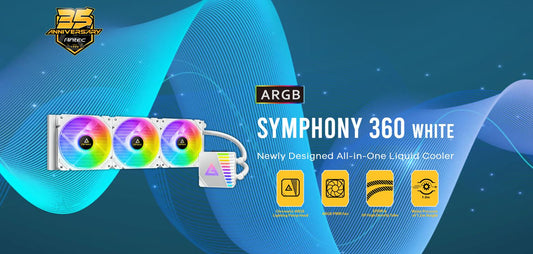 ANTEC SYMPHONY 360mm ARGB WHITE Advanced Liquid CPU Cooler, PWM LED Fan, PTFE Tubing, LGA 115x, 1200, 2011-v3, 2066, AM4, AM3+ FMx, TR4, 3 Yrs - ShopFrenzy