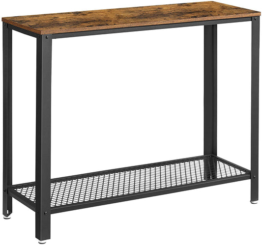 Console Table Metal Frame Rustic Brown - ShopFrenzy