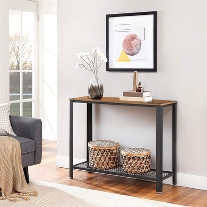 Console Table Metal Frame Rustic Brown - ShopFrenzy