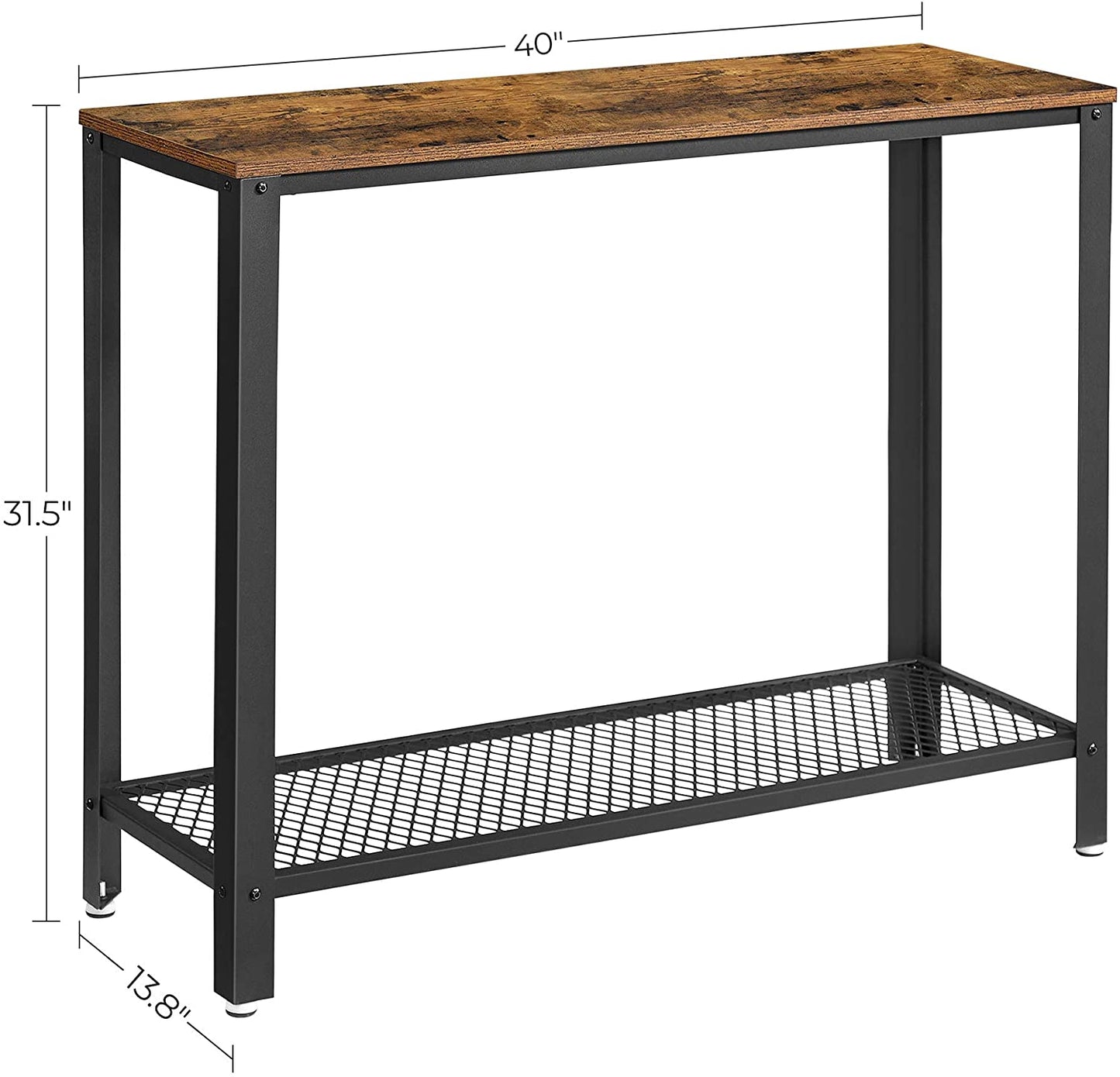 Console Table Metal Frame Rustic Brown - ShopFrenzy