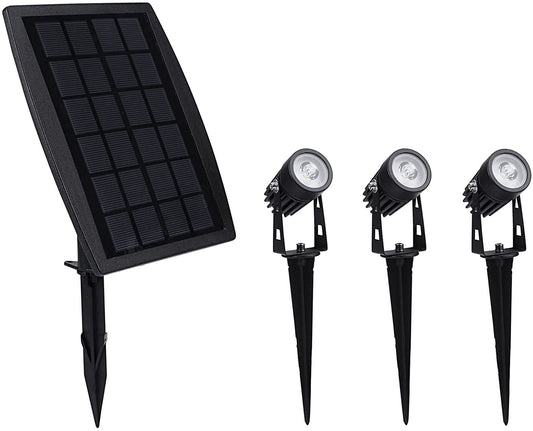 3 x LED Spotlights Powered Solar Garden Lights Outdoor Waterproof (Warm White) - ShopFrenzy
