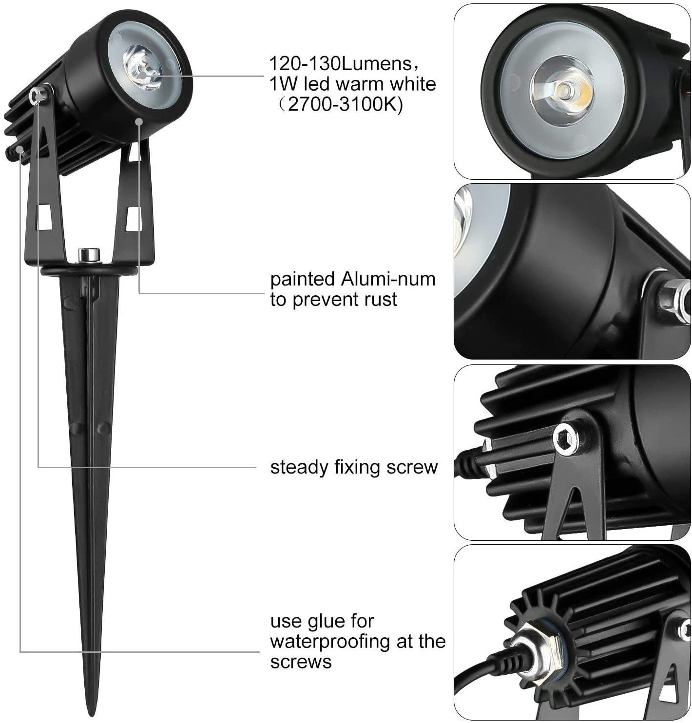 3 x LED Spotlights Powered Solar Garden Lights Outdoor Waterproof (Warm White) - ShopFrenzy