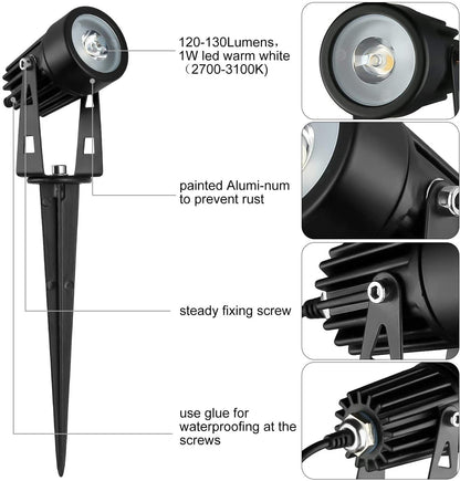 3 x LED Spotlights Powered Solar Garden Lights Outdoor Waterproof (Warm White) - ShopFrenzy